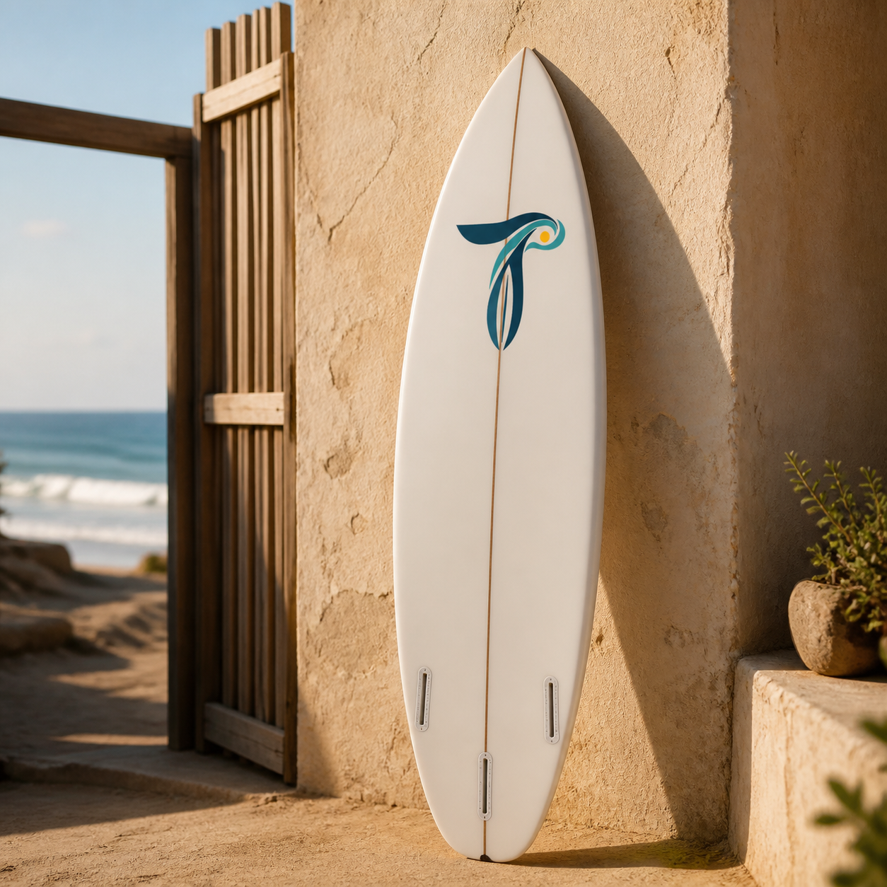 Tabla de surf con el símbolo de TALLÁN Surf Club